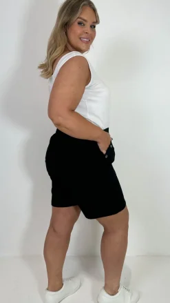 CurveWow Denim Button Side Short Black
