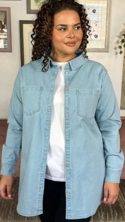 CurveWow Denim Oversized Shirt Light Wash