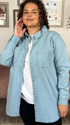 CurveWow Denim Oversized Shirt Light Wash