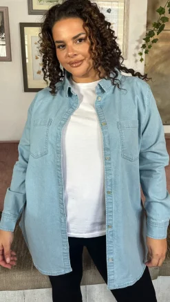 CurveWow Denim Oversized Shirt Light Wash