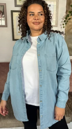 CurveWow Denim Oversized Shirt Light Wash