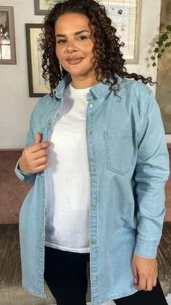 CurveWow Denim Oversized Shirt Light Wash