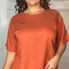 CurveWow Dip Hem Oversized Top Rust