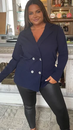 CurveWow Double Breasted Blazer Navy