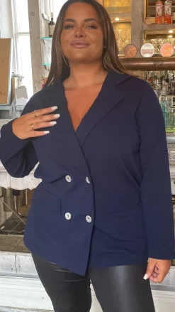 CurveWow Double Breasted Blazer Navy