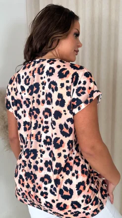 CurveWow Drop Shoulder Split Front Tunic Leopard