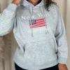 CurveWow Embroidered Flag Slogan Hoodie Grey