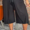 CurveWow Flippy Tie Waist Culottes Black