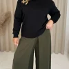 CurveWow Flippy Wide Leg Trousers Khaki