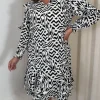 CurveWow Frill Shirt Dress Mono Abstract
