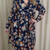 CurveWow Frill Wrap Dress Navy Floral
