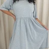 CurveWow Lettuce Hem Midi Dress Grey Marl