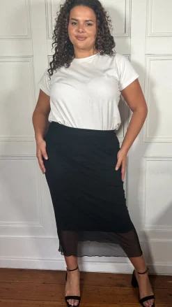 CurveWow Mesh Pencil Skirt Black