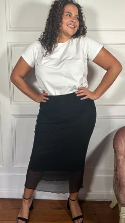 CurveWow Mesh Pencil Skirt Black