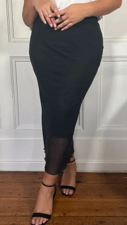 CurveWow Mesh Pencil Skirt Black