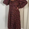 CurveWow Milkmaid Balloon Sleeve Midi Dress Rust Paisley
