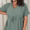 CurveWow Ocean Crepe Peplum Top Sage