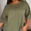 CurveWow Oversized Basic T-Shirt Khaki