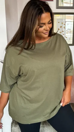 CurveWow Oversized Basic T-Shirt Khaki