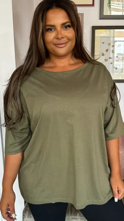 CurveWow Oversized Basic T-Shirt Khaki