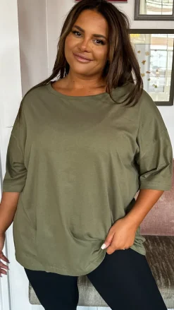 CurveWow Oversized Basic T-Shirt Khaki