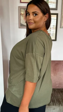 CurveWow Oversized Basic T-Shirt Khaki