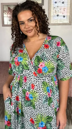 CurveWow Petite Maxi Wrap Dress Spot/Palm