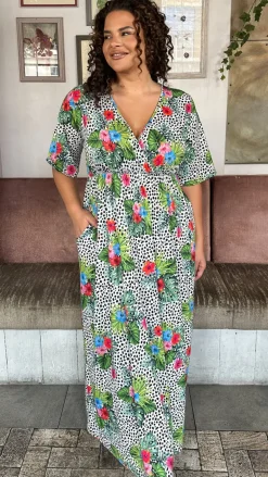 CurveWow Petite Maxi Wrap Dress Spot/Palm