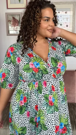 CurveWow Petite Maxi Wrap Dress Spot/Palm