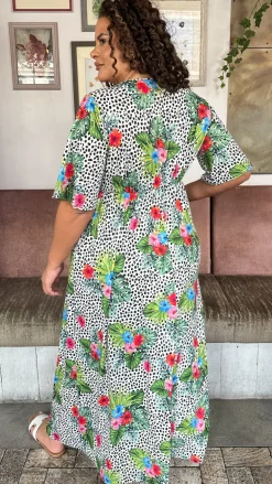 CurveWow Petite Maxi Wrap Dress Spot/Palm