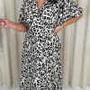 CurveWow Petite Wrap Angel Sleeve Dress Leopard