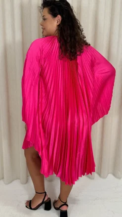 CurveWow Pleated Swing Dress Pink