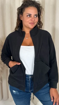 CurveWow Polar Fleece Jacket Black