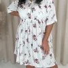 CurveWow Printed Drop Waist Shirt Dress White