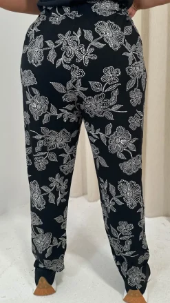 CurveWow Printed Hareem Trouser Black Mono Print
