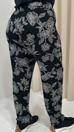 CurveWow Printed Hareem Trouser Black Mono Print