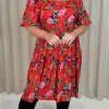 CurveWow Printed Puff Sleeve Dress Floral