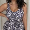 CurveWow Printed Tie Waist Swimdress Leopard