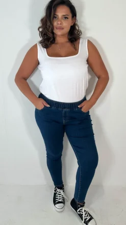CurveWow Pull On Jegging Mid Blue