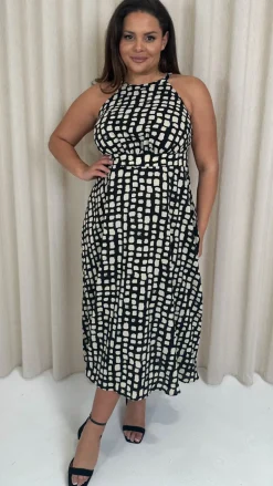 CurveWow Racer Cami Dress Mono Smudge