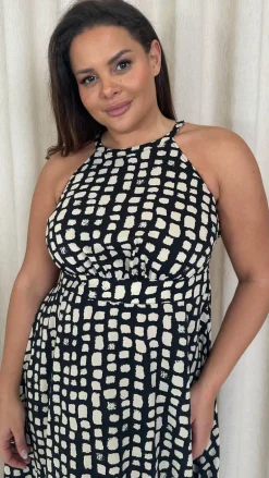 CurveWow Racer Cami Dress Mono Smudge