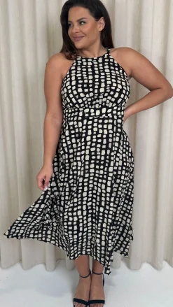 CurveWow Racer Cami Dress Mono Smudge