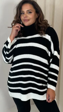 CurveWow Roll Neck Swing Knitted Jumper Black