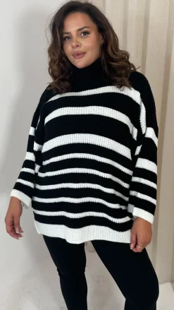 CurveWow Roll Neck Swing Knitted Jumper Black