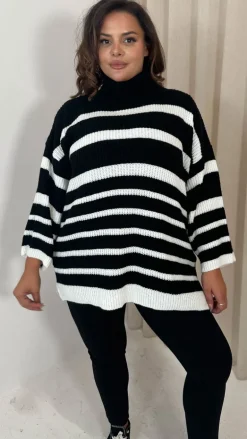 CurveWow Roll Neck Swing Knitted Jumper Black