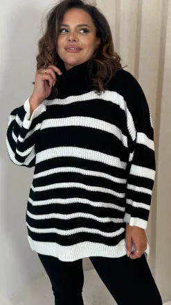 CurveWow Roll Neck Swing Knitted Jumper Black