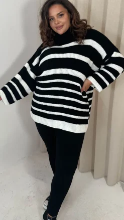 CurveWow Roll Neck Swing Knitted Jumper Black