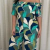 CurveWow Ruffle Wide Leg Jumpsuit Blue/Green Leaf