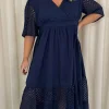 Curvewow Shiffly Panel Wrap Maxi Dress Navy