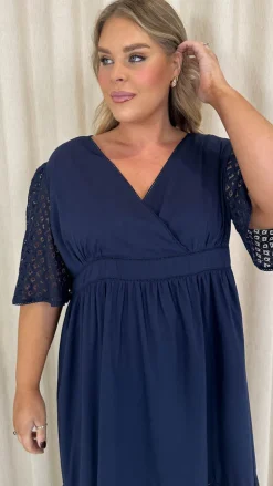 Curvewow Shiffly Panel Wrap Maxi Dress Navy